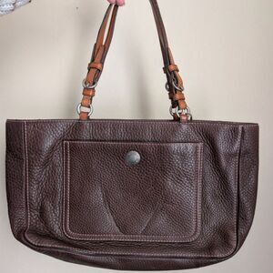 Vintage Coach Chelsea Brown Pebbled Leather Shoulder Bag Pink Lining